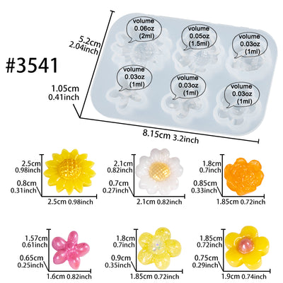 Little Flower Cabochon Resin Silicone Mold 6-cavity Chrysanthemums|Rose