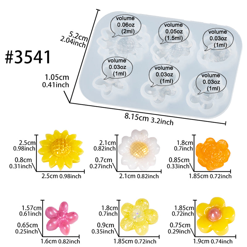 Little Flower Cabochon Resin Silicone Mold 6-cavity Chrysanthemums|Rose