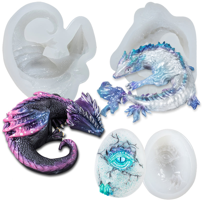 Dragon Epoxy Resin Silicone Molds Set 3-count Length 2.6-4.1inch