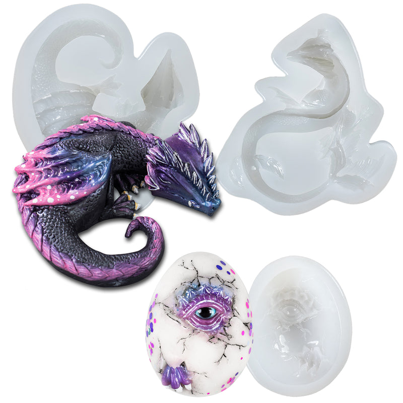 Funshowcase Sleeping Dragon Egg Epoxy Resin Silicone Molds, Sleeping Dragon Water Dragon and Egg