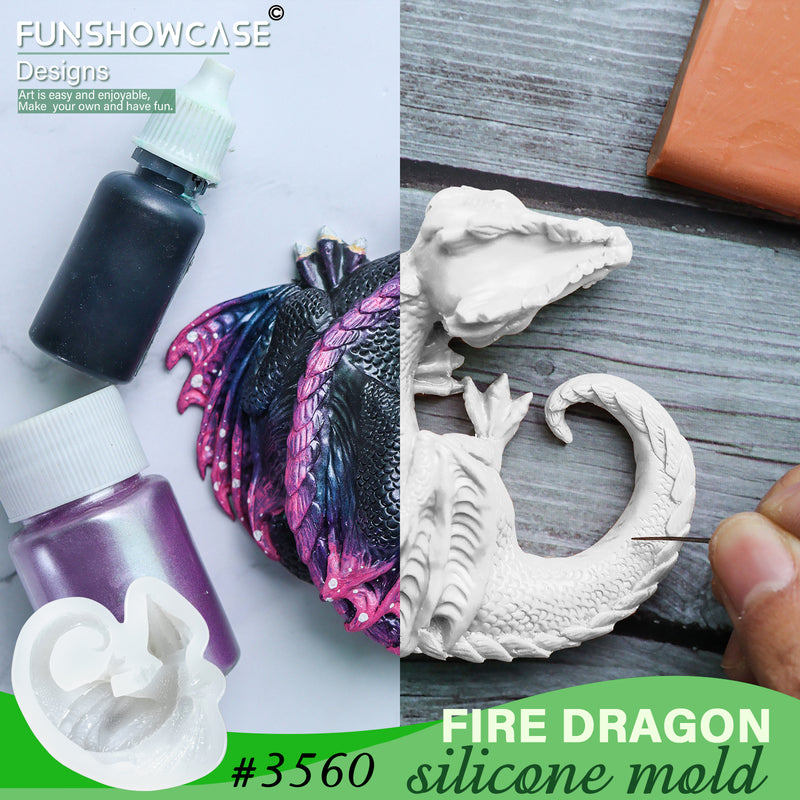 Dragon Epoxy Resin Mold Concrete Cement Polymer Clay Silicone Mould DIY  Crafts Fondant Cake Decorating Tool