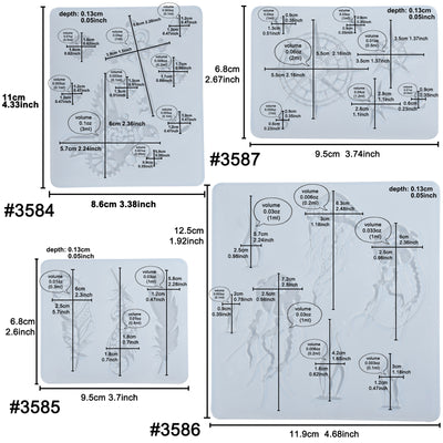 Filigree Charms Resin Silicone Molds 4-in-set Feather|Jellyfish|Bird|Compass|Gear|Key