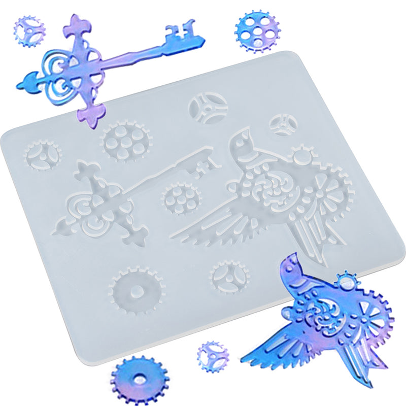 Steampunk Style Charms Resin Silicone Mold Gear|Bird|Key