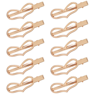 Gold Metal Alligator Hair Clips 10-count, Heart