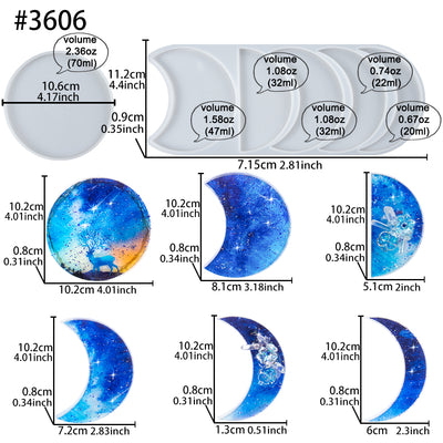 Moon Phase Epoxy Resin Silicone Molds Set Large 4inch