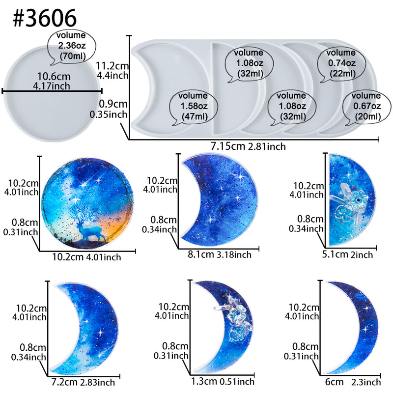 Moon Phase Epoxy Resin Silicone Molds Set Large 4inch