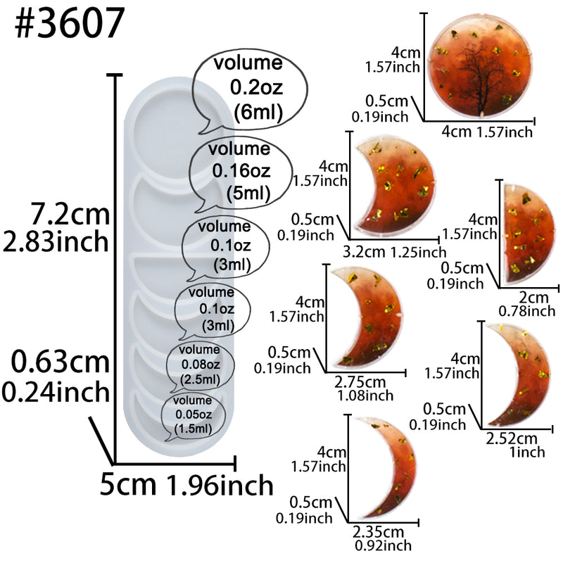 Lunar Phase Jewelry Making Mold 6-Cavity 1.57inch