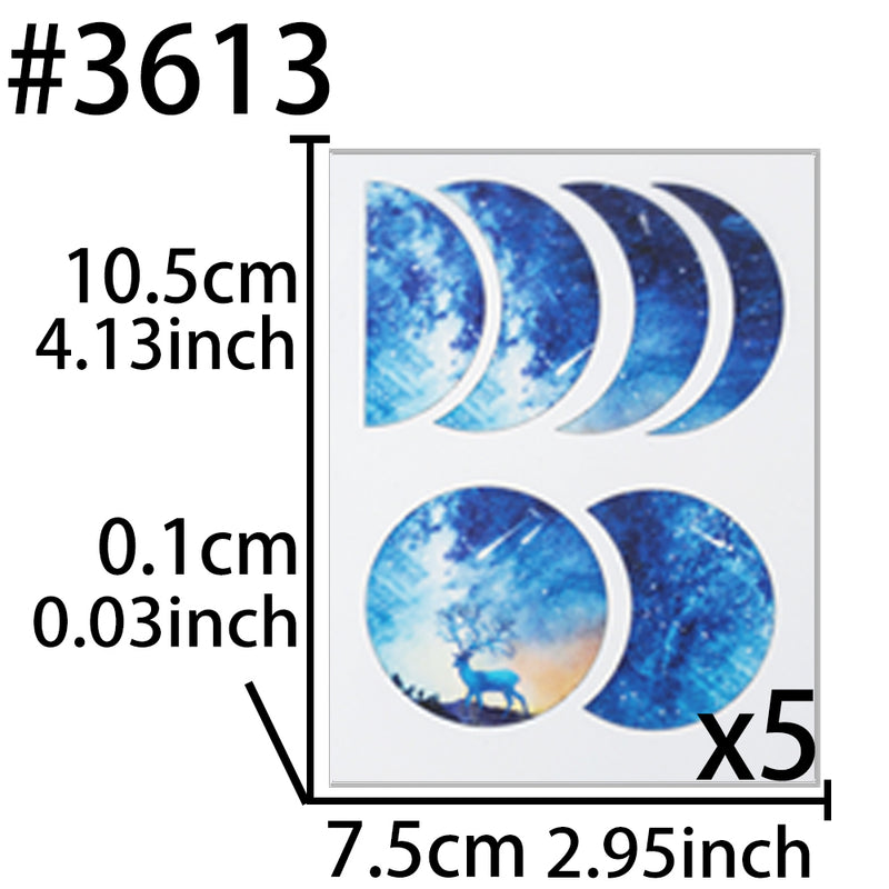 Moon Phase Transparent Films 5-sheet Blue