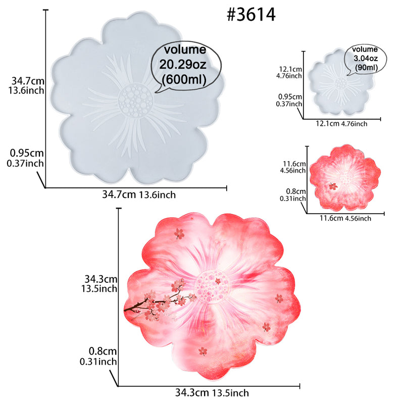 Flower Tea Tray and Coaster Epoxy Resin Silicone Molds Set 6-Bundle