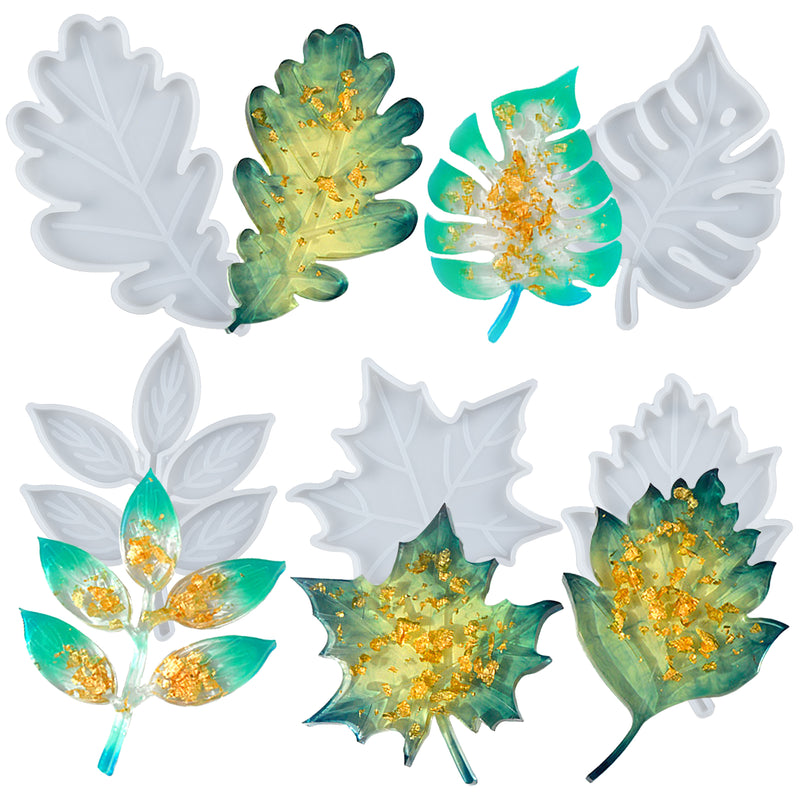 Assorted Leaf Coaster Epoxy Resin Silicone Molds Set 5-count