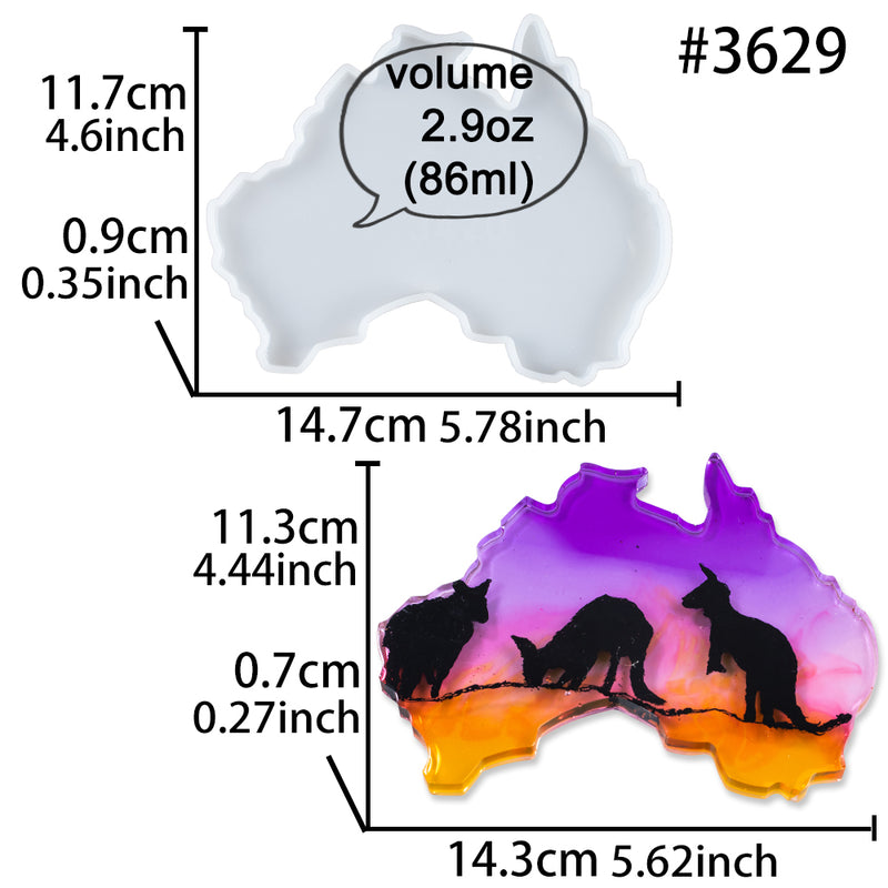 Oceania Continent Coaster Epoxy Resin Silicone Mold