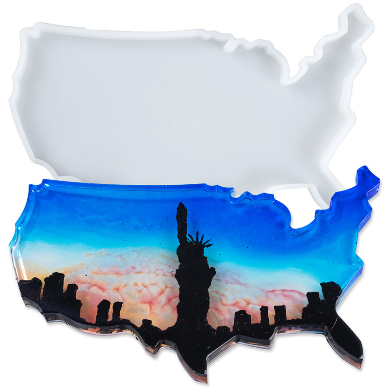 Contiguous United States Continent Coaster Epoxy Resin Silicone Mold