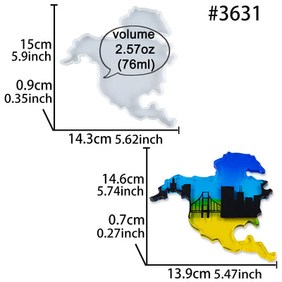 North America Continent Coaster Epoxy Resin Silicone Mold