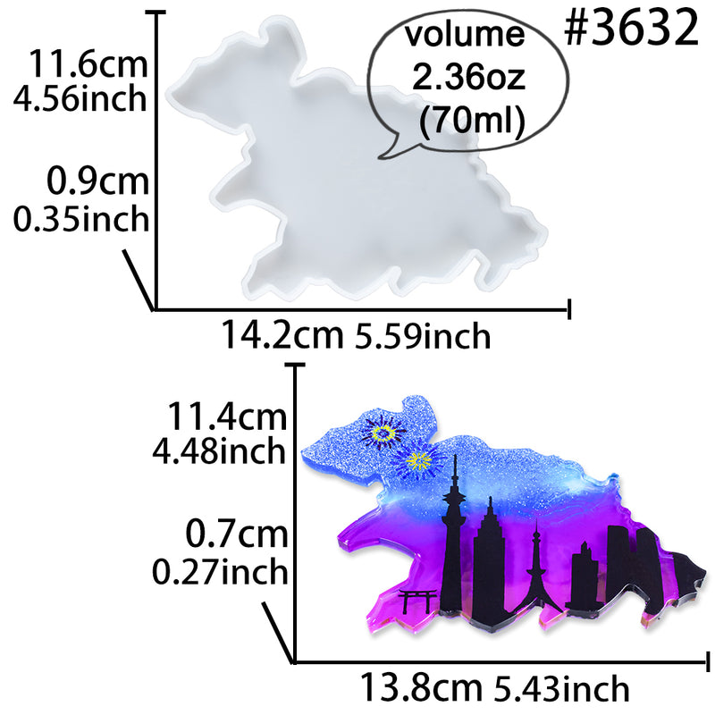 Asia Continent Coaster Epoxy Resin Silicone Mold