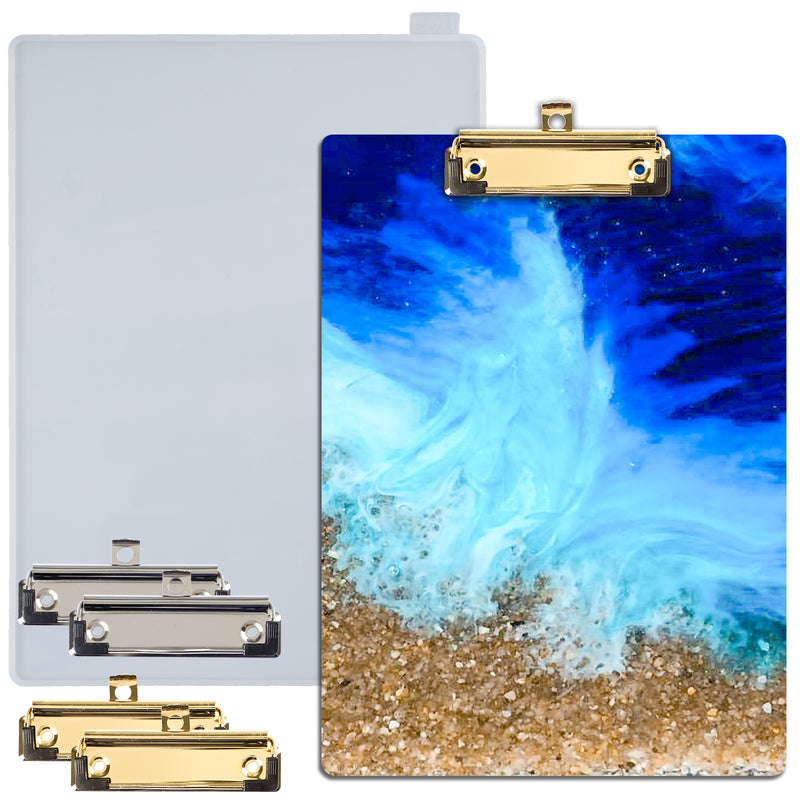 Clipboard Epoxy Resin Silicone Mold with 4 Low-profile Clips A4 Size