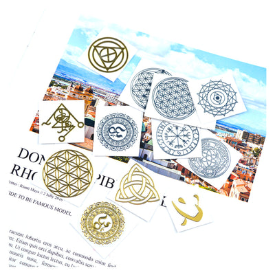 Sacred Geometry Copper Orgonite Stickers 80 Patterns, Silver