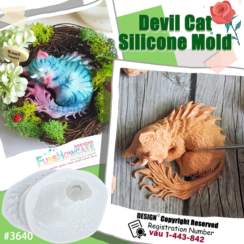 Devil Cat Epoxy Resin Silicon Mold Large 3inch