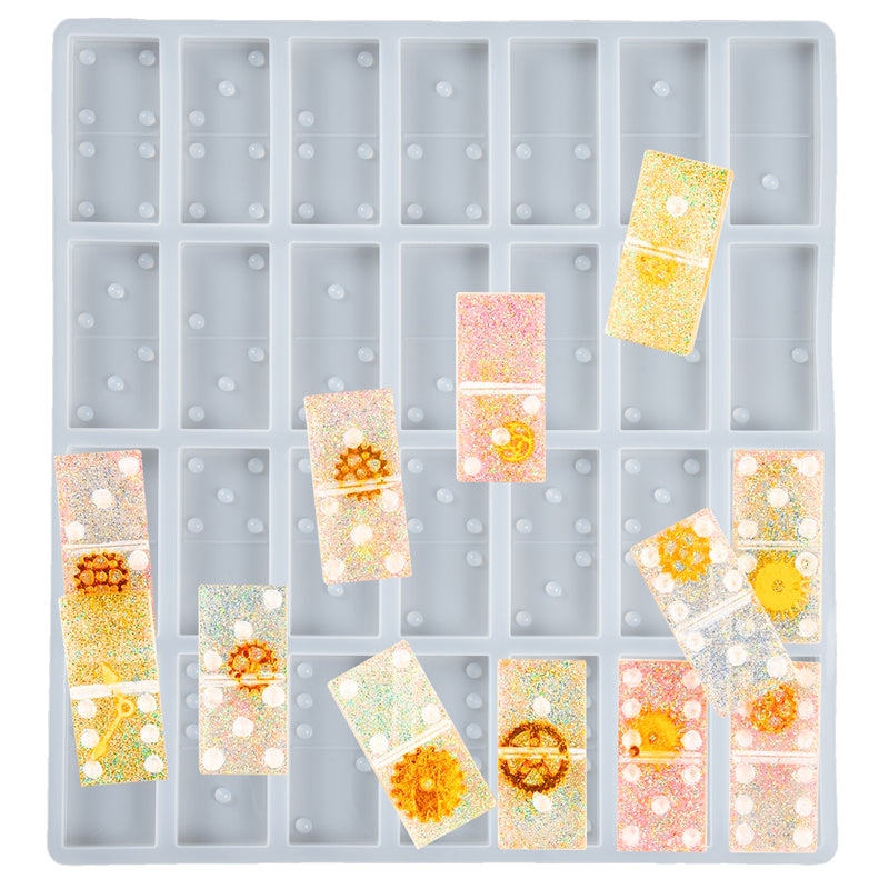Double Six Domino Resin Silicone Mold 28-cavity Each 1.9x0.9x0.2inch