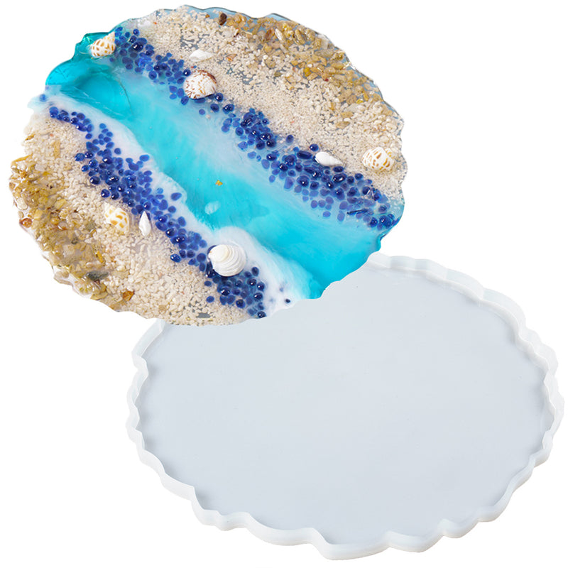 Agate Tray Epoxy Resin Silicone Mold, Irregular Round, Large 10.3inch