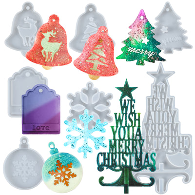Christmas Tags Resin Silicone Molds with Large Xmas Tree 7-in-set
