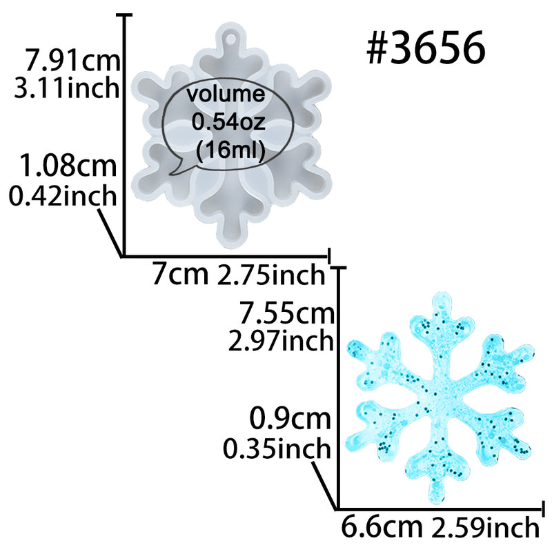 Snowflake Tag Resin Silicone Mold with Haning Hole