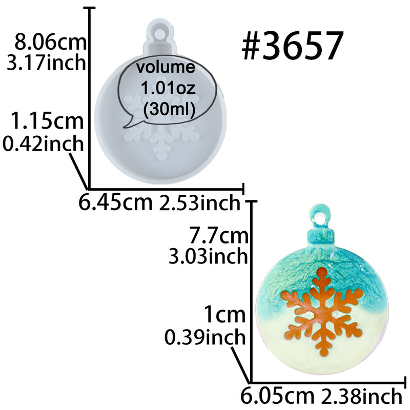 Christmas Ball Tag Resin Silicone Mold with Hanging Hole