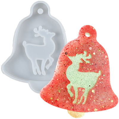 Christmas Bell Tag Resin Silicone Mold with Haning Hole, Elk