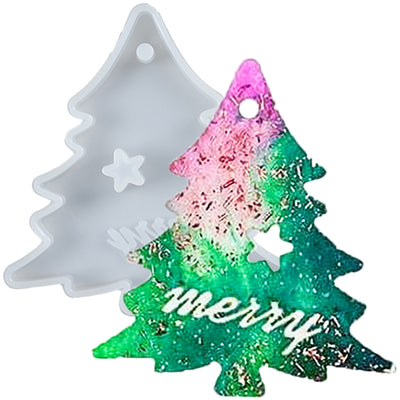 Christmas Tree Tag Resin Silicone Mold with Hanging Hole