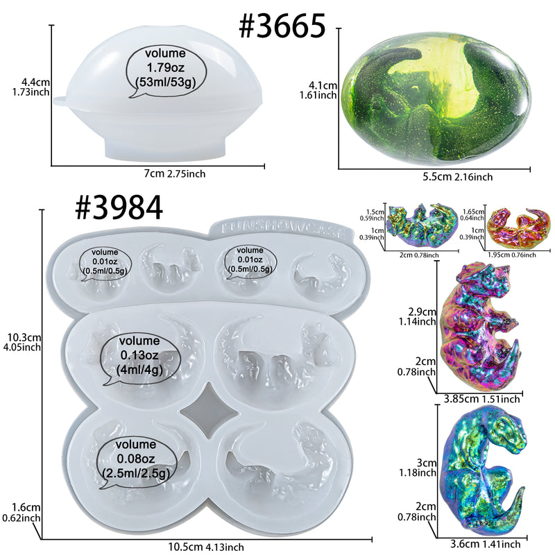 Dinosaur Egg Embryo Epoxy Resin Silicone Molds