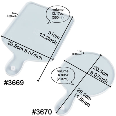 Cheese Board Epoxy Resin Silicone Mold with Handle and Hole, Round 11.6x8.1x0.4inch