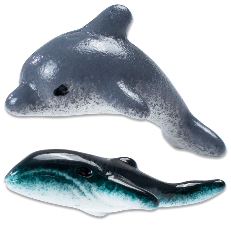 Shark and Dolphin Figurines 2-count 1inch