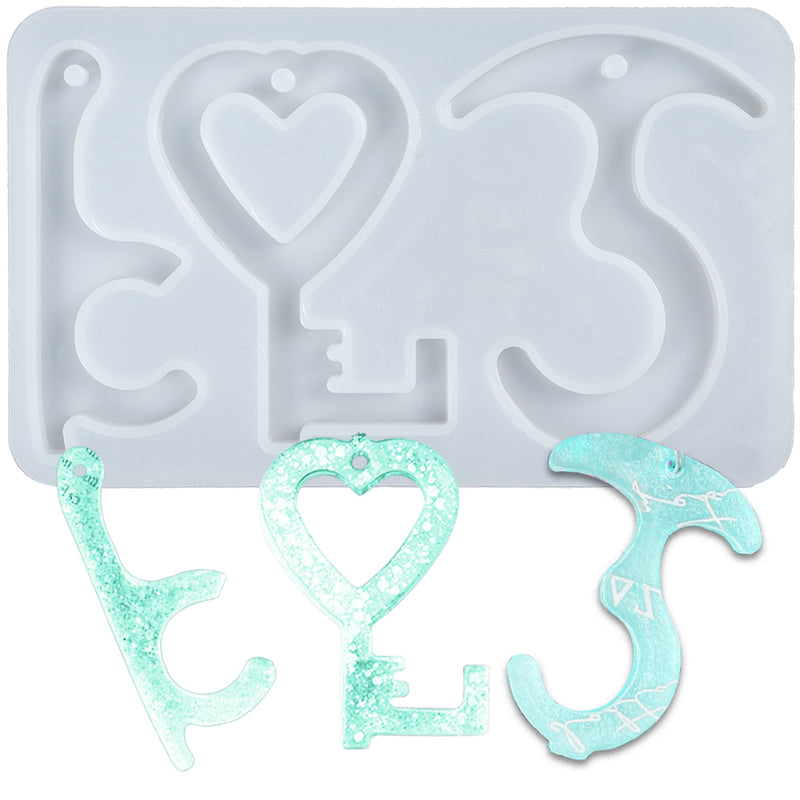 No Touch Door Opener Epoxy Resin Silicone Mold 3-Shape Heart