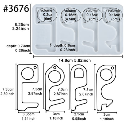 Touchless Door Opener Keychain Epoxy Resin Silicone Mold 4-Shape