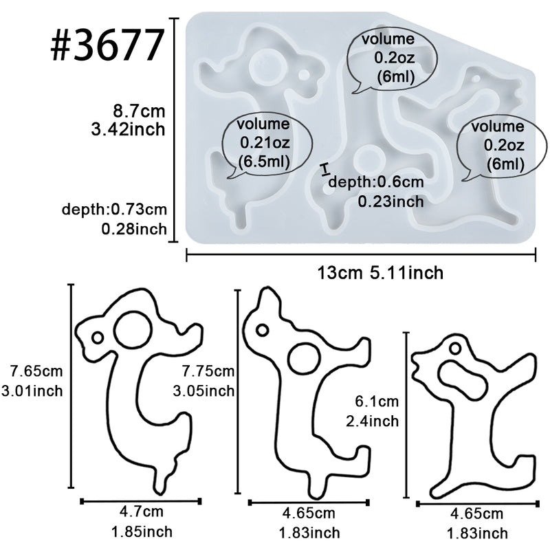 No Touch Door Opener Epoxy Resin Silicone Mold 3-Shape, Animal
