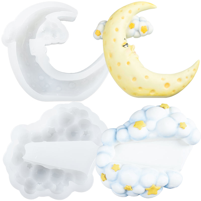 Moon and Cloud Fondant Silicone Molds Large 7.1inch