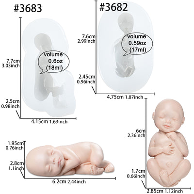 Sleeping Baby Fondant Silicone Molds 2-Count 2.4x1inch
