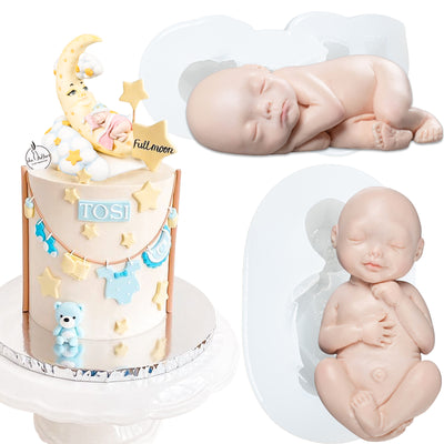 Sleeping Baby Fondant Silicone Molds 2-Count 2.4x1inch