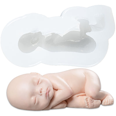 Baby Sleeping on Side Fondant Silicone Mold 2.4x0.8inch