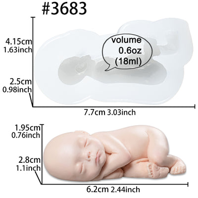 Baby Sleeping on Side Fondant Silicone Mold 2.4x0.8inch