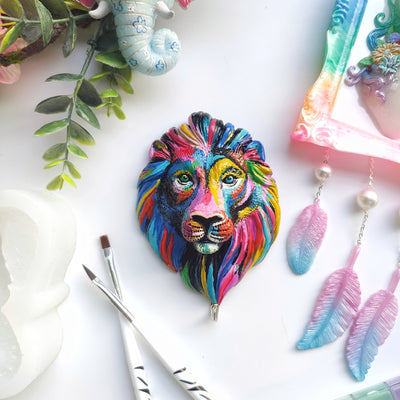 Lion Head Epoxy Resin Silicone Mold 4.3x3.2inch