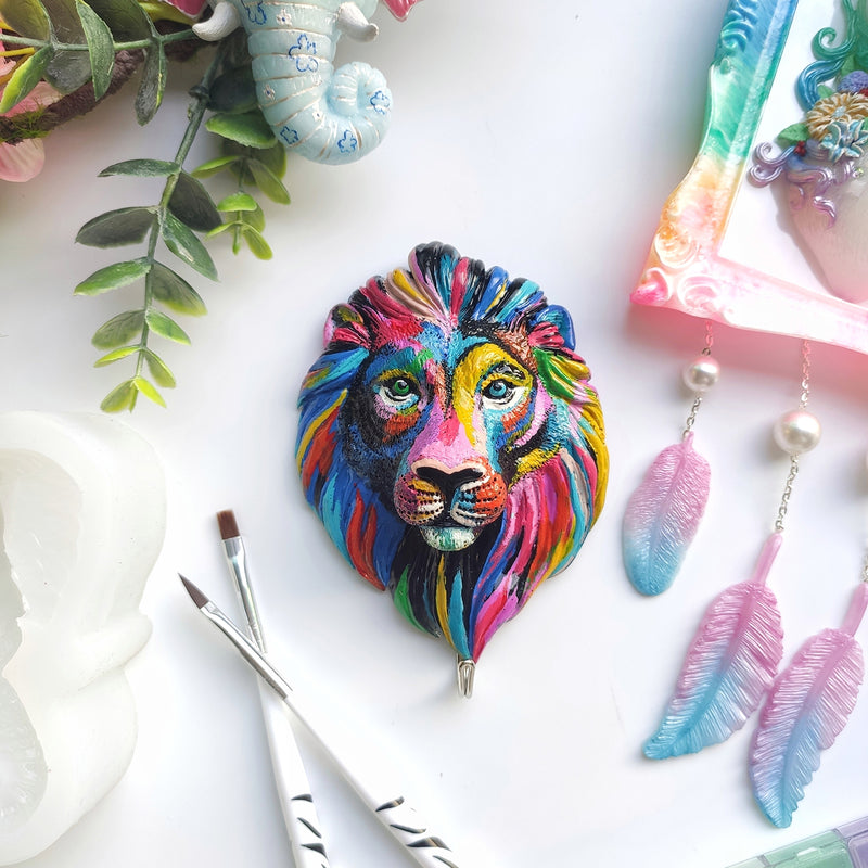 Lion Head Epoxy Resin Silicone Mold 4.3x3.2inch