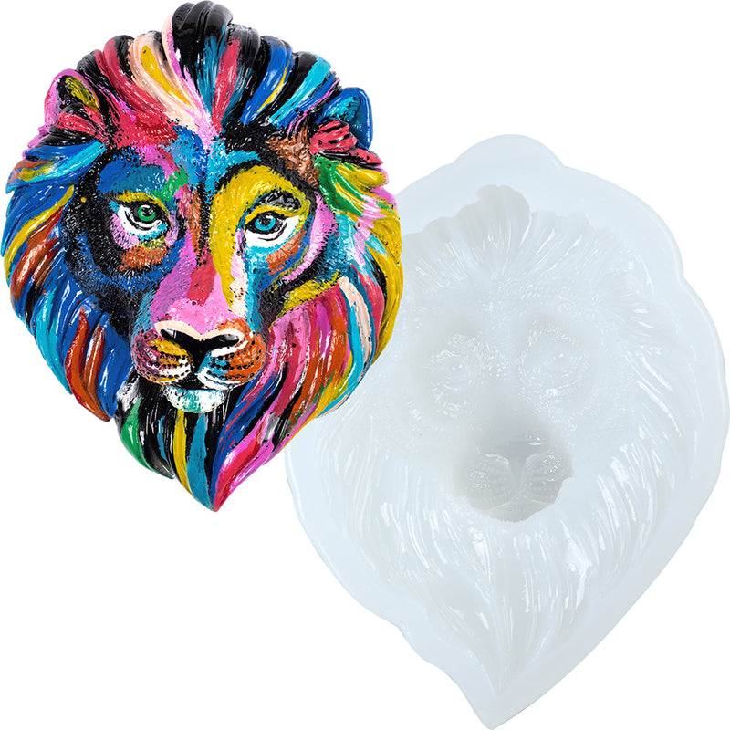 Lion Head Epoxy Resin Silicone Mold 4.3x3.2inch