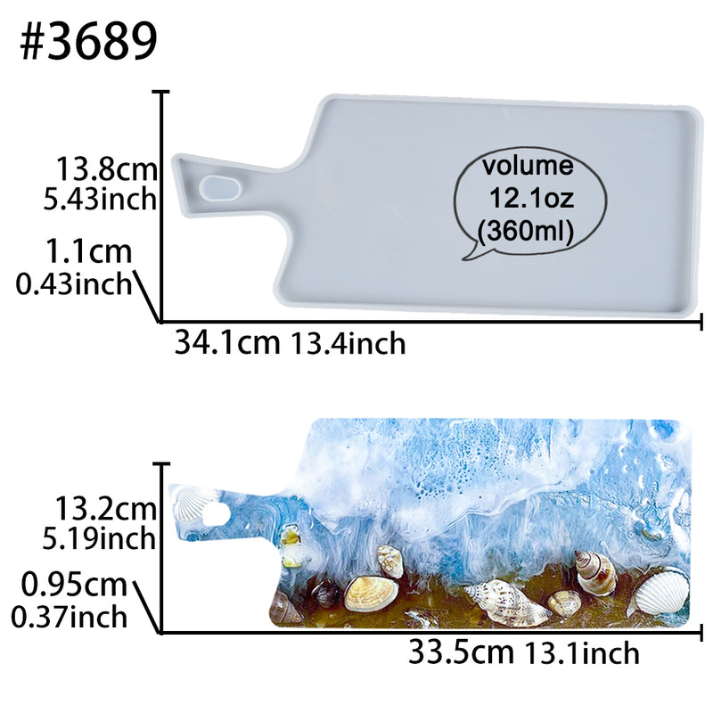 Cheese Board Epoxy Resin Silicone Mold with Handle and Hole, Rectangle 13.1x5.2x0.37inch