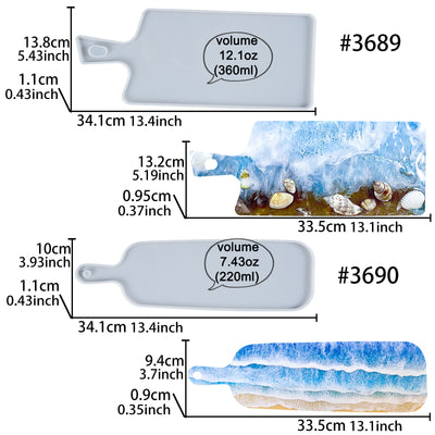 Cheese Board Epoxy Resin Silicone Molds with Handles and Holes Rectangle 13.1inch