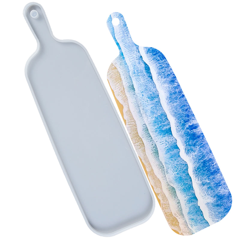 Cheese Board Epoxy Resin Silicone Mold with Handle and Hole, Rectangle 13.1x3.7x0.35inch
