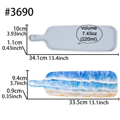 Cheese Board Epoxy Resin Silicone Mold with Handle and Hole, Rectangle 13.1x3.7x0.35inch