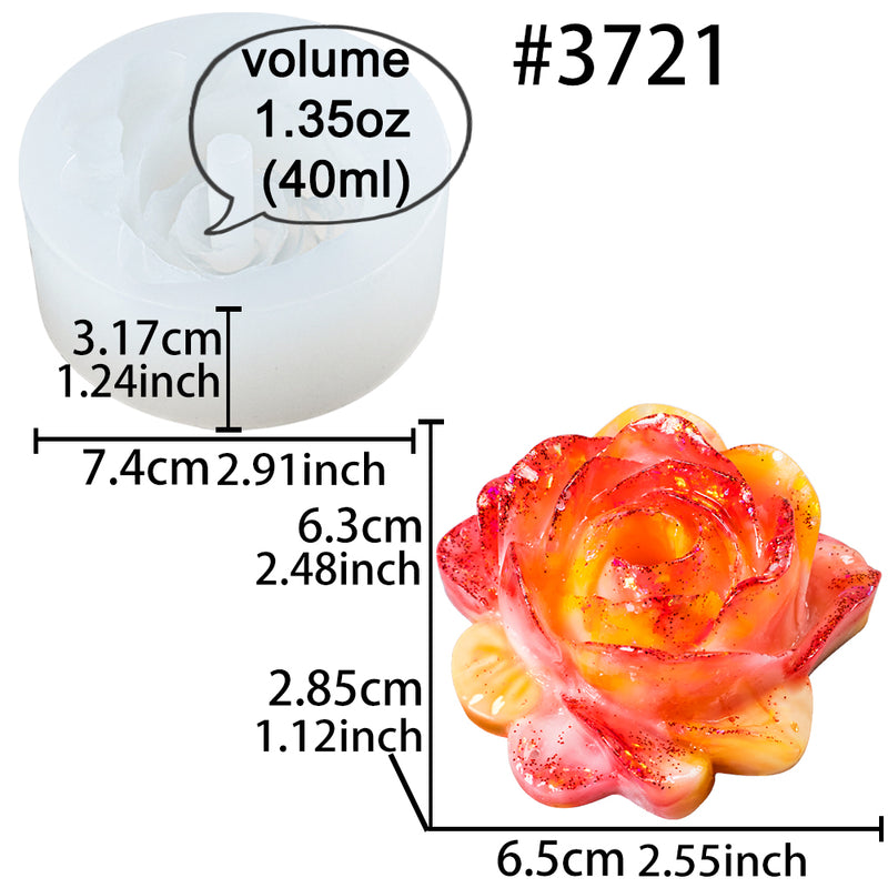 Blossom Rose Straw Topper Epoxy Resin Silicone Mold 2.6inch