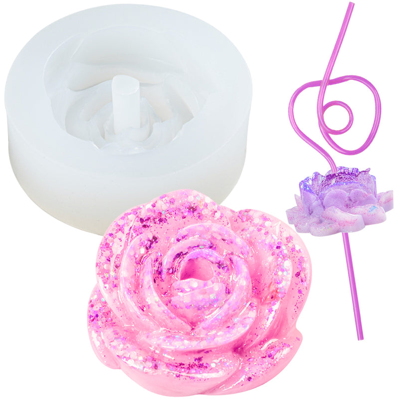 Rose Straw Topper Epoxy Resin Silicone Mold 2.1inch