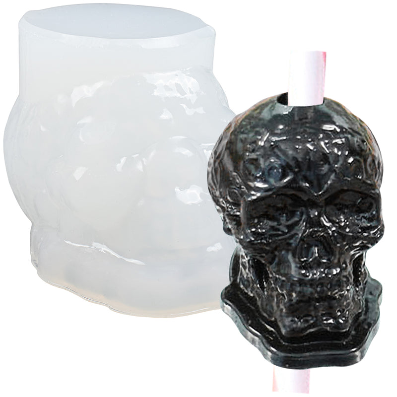 Skull Head Straw Topper Epoxy Resin Silicone Mold