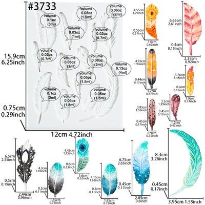 Feather Fondant Silicone Mold 13-cavity